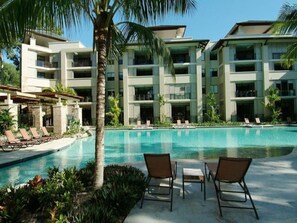 The resort offers three separate swimming pools and the apartment has direct access to the lagoon pool