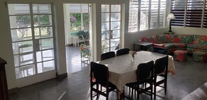 Dining room, lounge and patio