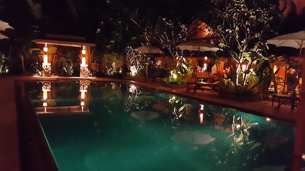 Large Salt Water Pool at Night