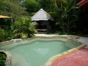 Small Salt Water Pool with Jets and Poolside Sala