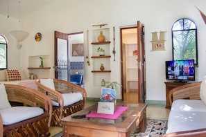 Living/dining room, talavera tile bathroom closet, wi-fi around the property.
