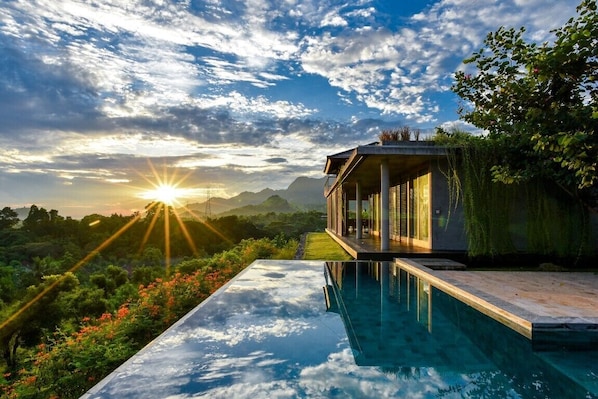 Sunrise at minimalist villa Arun