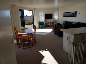 Open plan dining, family and kitchen