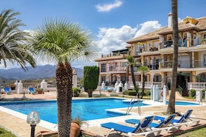 Castle Pool area showing the Castle where the apartment is located 
