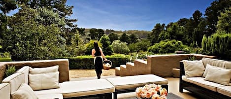 Garden Terrace with views across the vineyard.