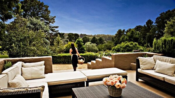 Garden Terrace with views across the vineyard.