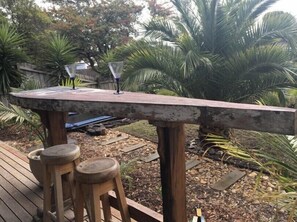 Breakfast table overlooking front garden 