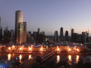 Nightly hourly flames of Crown Casino as seen from the penthouse terrace