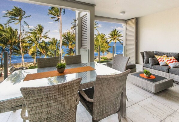 Spend your mornings on the private balcony sipping on your coffee or tea to the sound of crashing waves.