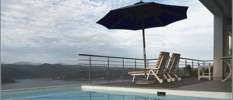 Pool area with lovely views over the lake