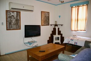 The living area has reverse cycle air con, TV and DVD