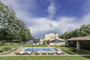 Pool, house, summer kitchen