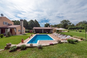 Pool, summer kitchen, house