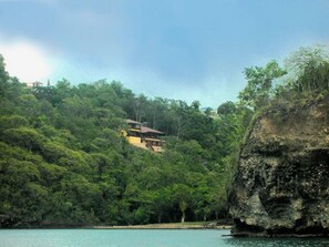 Villa Pomme d'Amour seen from the ocean a  4 min. walk to that secluded cove  