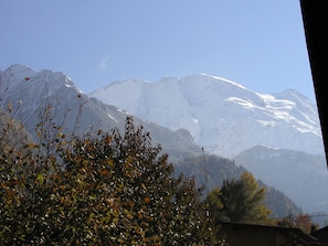 'Les Domes de Miage' 
Snowy glacial view from Chalet Nicole's front balcony.