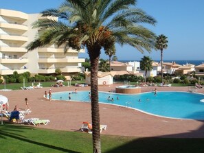 View of pool area from balcony