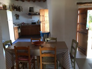 Inside dining area and kitchen 