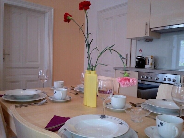 Dining area and kitchen