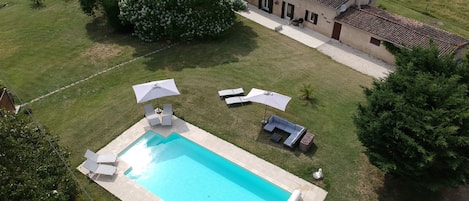 The Vine House - Aerial View of house and pool.