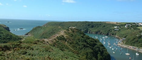 Solva harbour and entrance from coastal path