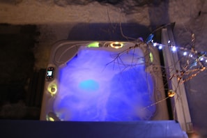 hot tub outside by night