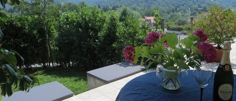 Sample the local wine, prosecco, on the terrace with a view of the Colli Asolani