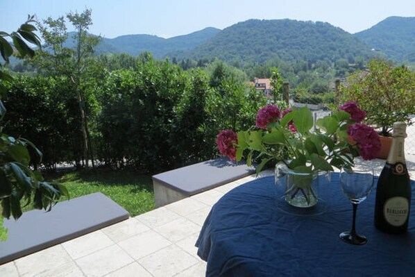 Sample the local wine, prosecco, on the terrace with a view of the Colli Asolani