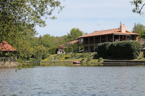 House, lake, bridge