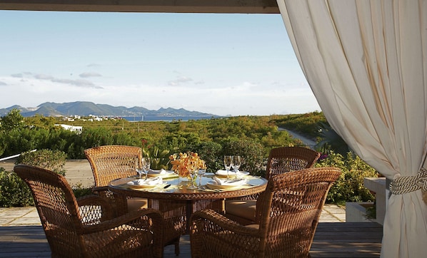 Dining with a view of St. Maarten.