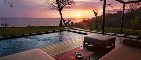 pool lounge sunset view