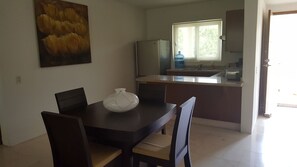 Table and kitchen