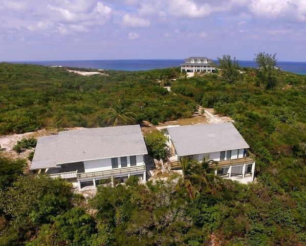 Aieral view of TV 1 (on right w/ larger balcony) and TV 2/ larger covered porch