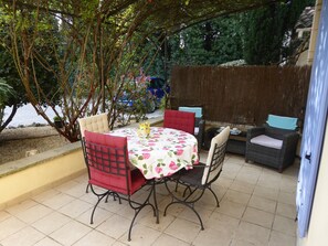 Outdoor Terrace under coloured lights