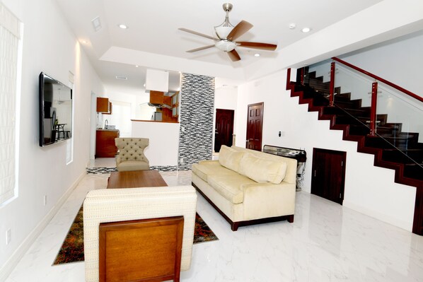 Living room and staircase view