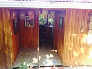 Entrance and dorm door at left side 