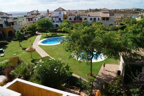 The pool area from the roof terrace 