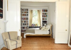 Master bedroom (with double wooden doors to living area)
