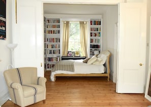Master bedroom (with double wooden doors to living area)