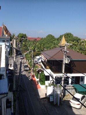 View from the balcony on a very quiet street