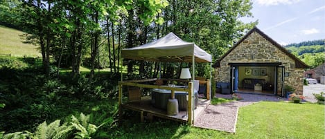 Mill Garden Lodge private garden area (hot tub an additional charge)