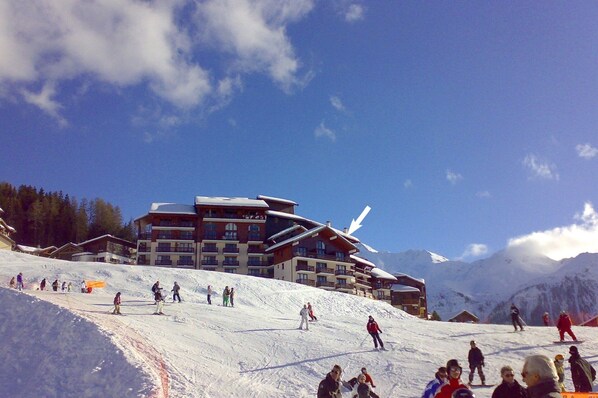 Apartment (arrowed) from the Village chairlift