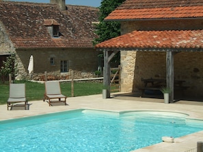 The Gite at Rigal farm. A few steps from the pool, fenced and gated