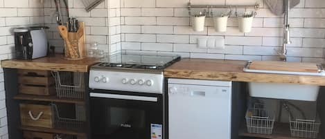 open plan rustic kitchen