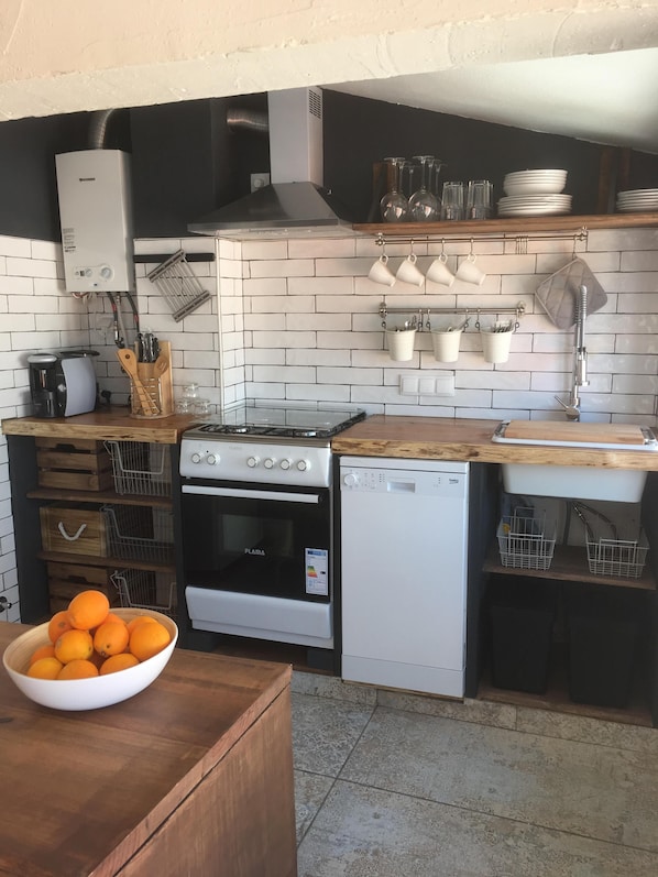 open plan rustic kitchen