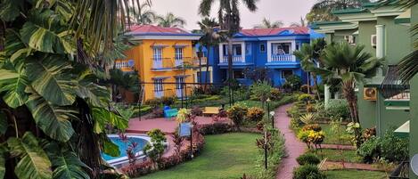 Apartment complex with a wonderful pool and garden.