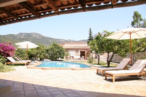 View from chill out towards pool and annex