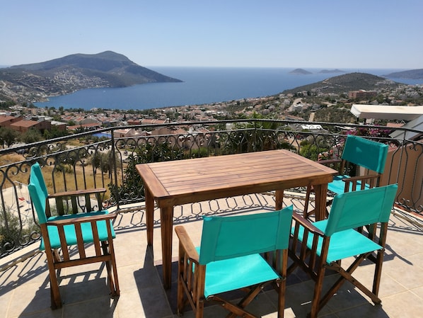 2nd Floor Roof Terrace overlooking Kalkan with Amazing Sea Views.