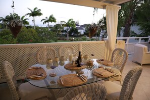 There is an informal dining option to enjoy on the outdoor covered terrace.