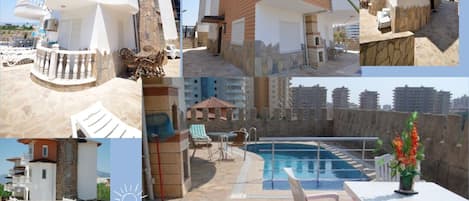 Alanya villa 10 to 15 mins walk to beach & town center,
private pool sleeps 10