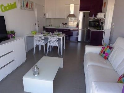 Pilar De La Horadada: Sea view New Apartment 2 bedrooms with private solarium - beach 50 meters and pool in the residence